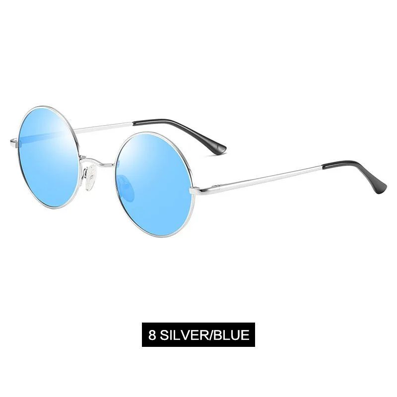 UVLAIK Винтаж поляризованных солнцезащитных очков Для женщин Для мужчин классический ретро маленькие круглые очки а-ля Джон Леннон, бренд металлической пряжкой, для вождения, солнцезащитные очки - Цвет линз: C8 Blue