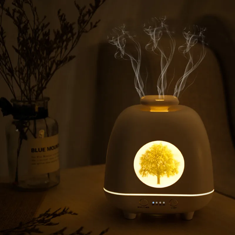 

Four Seasons Elf Aroma Humidifier DC24V Timing Warm Liht Essential Oil Diffuser 4-hole Spray Desktop Aroma Diffuser