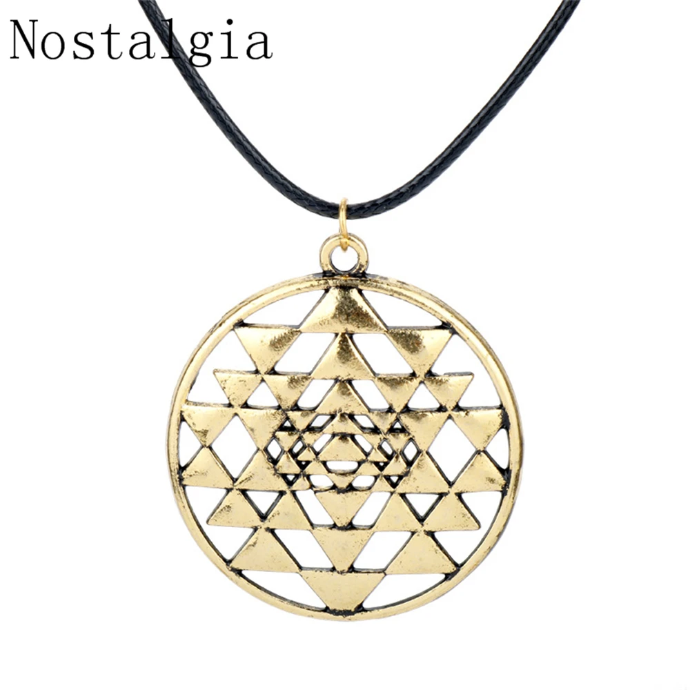 

Free ship Viking Jewelry Fashion Gothic Punk Sri Yantra Flower Of Life Circle Pendant Necklace Round Shape Necklace For Women Men Gift