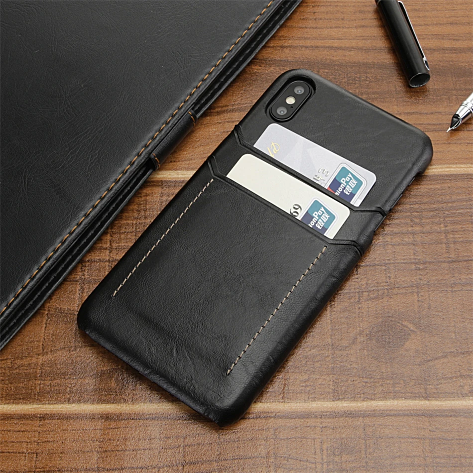 Retro PU Leather Case for iPhone X XR Xs Max Card Slot