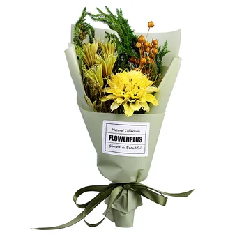 

6sets Naturally Dry Flower bouquet wedding party favors Valentine's Day gifts decoration flower PVC gift box birthday Size L