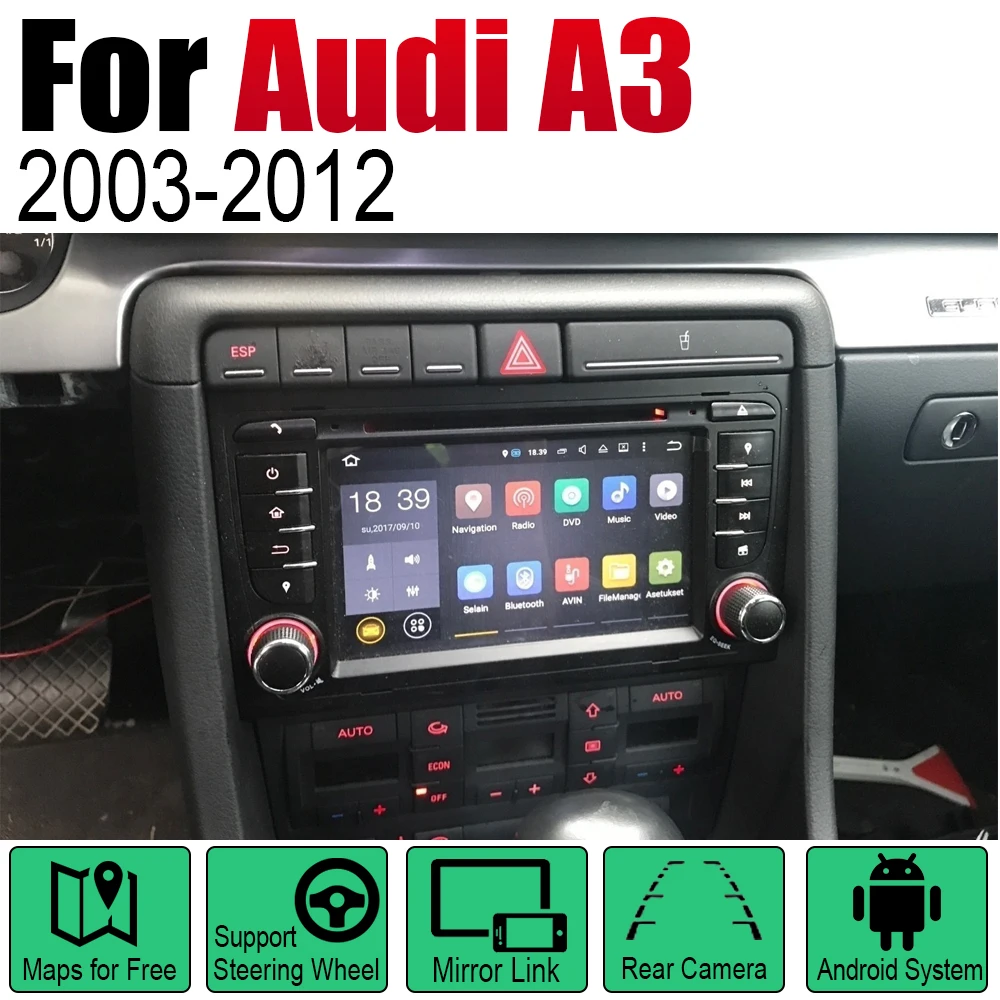 

2 Din Car Multimedia Player Android Radio For Audi A3 2003~2012 DVD GPS Navi Navigation Map Auto audio bluetooth stereo Media