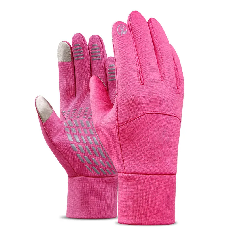 Для зимних видов спорта на открытом воздухе Водонепроницаемый Для мужчин Для женщин полный палец лыжные перчатки ветрозащитные Термальность Сенсорный экран лыжи сноуборд езда на велосипеде перчатки - Цвет: Розовый