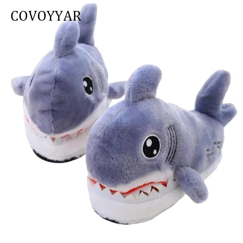 

COVOYYAR Furry Winter Shoes Women Slippers 2018 Cute Shark Shape Soft Floor Home Slippers Indoor Couple Shoes Sizes 36-42 WSL579