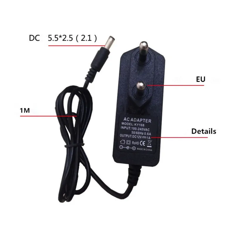 AC 100V-240V swithing power supple DC 12V 2A Adapter EU plug DC 5.5mm × 2.5mm