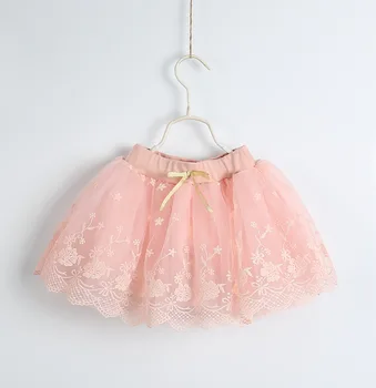 

Roimyal Wholesale 2019 summer Girl children's lace flowers embroidery gauze skirts with bowknot 3-10years free shipping