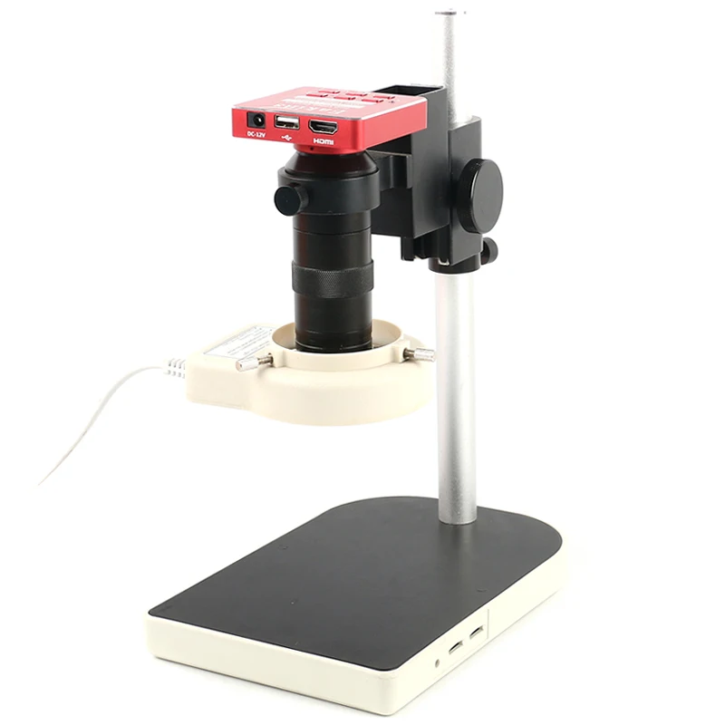  HDMI USB 37MP 1080P 60FPS TF Microscope Camera 100X Zoom Digital Video Recorder 56 LED Ring Light F