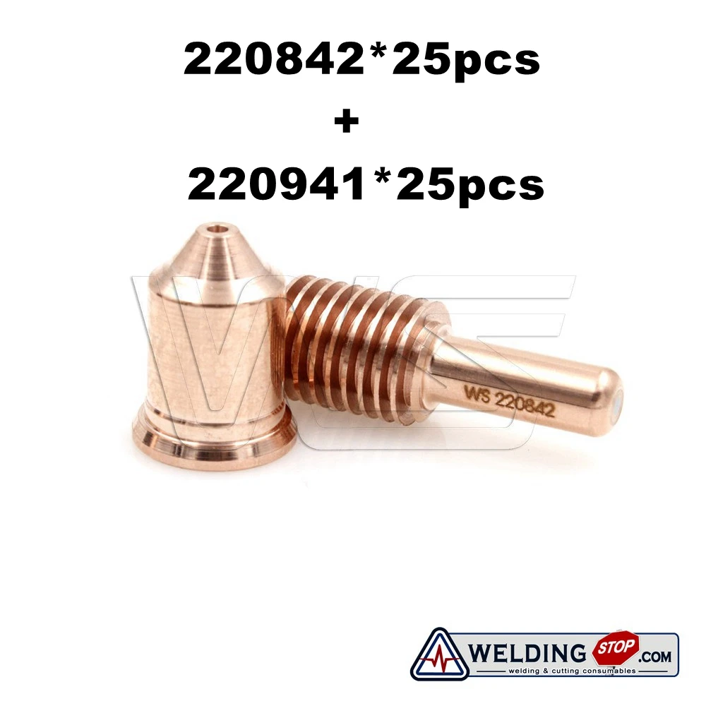

220941 nozzle 45A 25pcs + 220842 electrode 25pcs plasma cutter torch consumable kits Free Shipping PKG/50