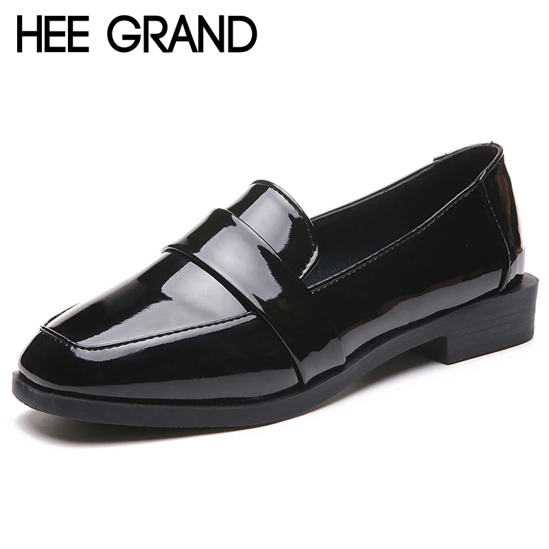 

HEE GRAND 2018 New Oxfords Platform Shoes Woman Casual Loafers Square Toe Women Brogue Shoes Slip On Shallow Flats XWD6761