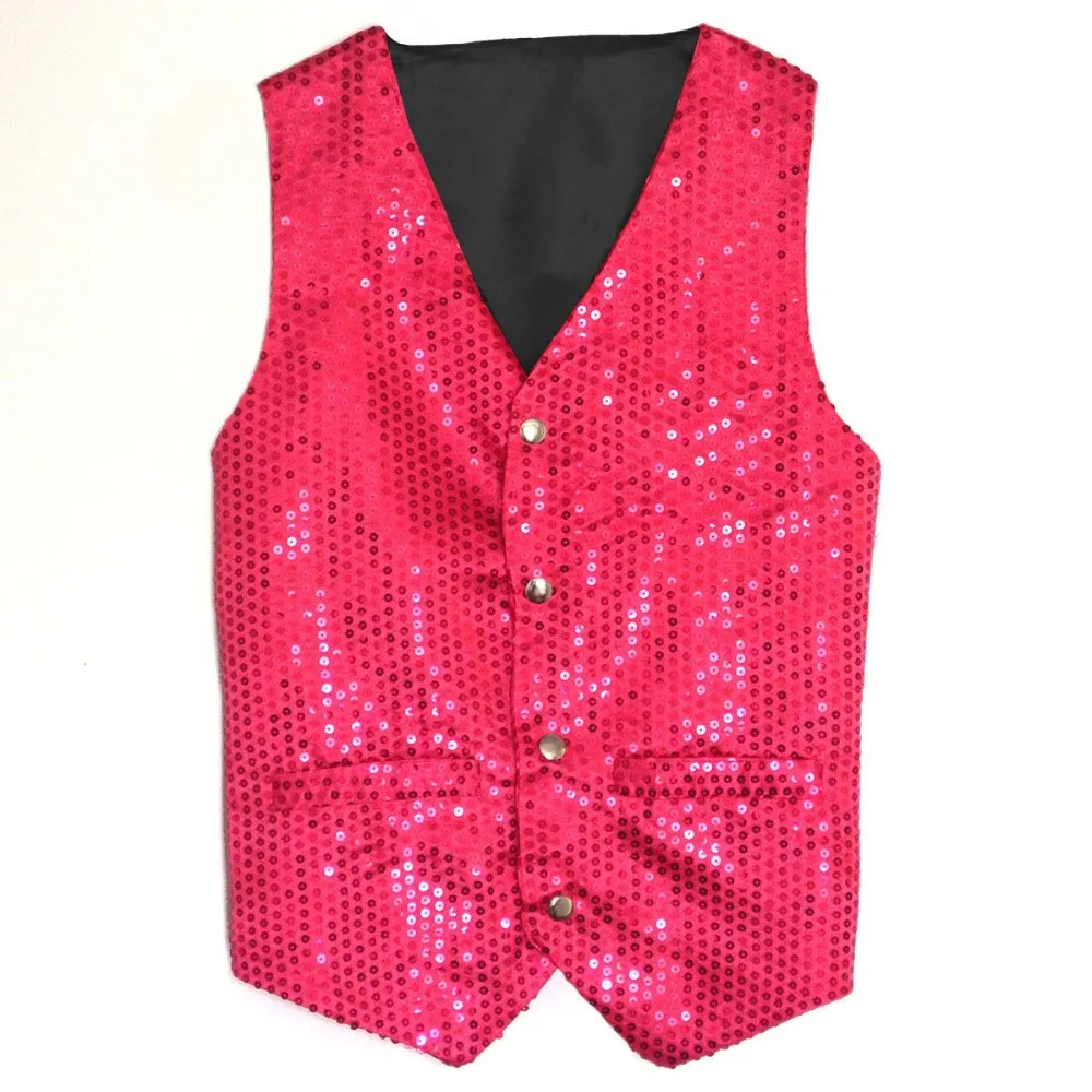 Unisex Sequin Vest Waistcoat Dance Party Show Costume Mens Womens Boys Girls 3