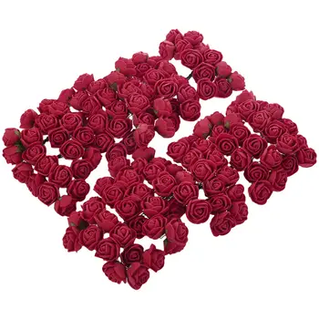 

144pcs 2CM PE Mini Foam Rose Artificial Flower Bouquet Solid Color wedding decoration Wine Red Fake Rose Flower