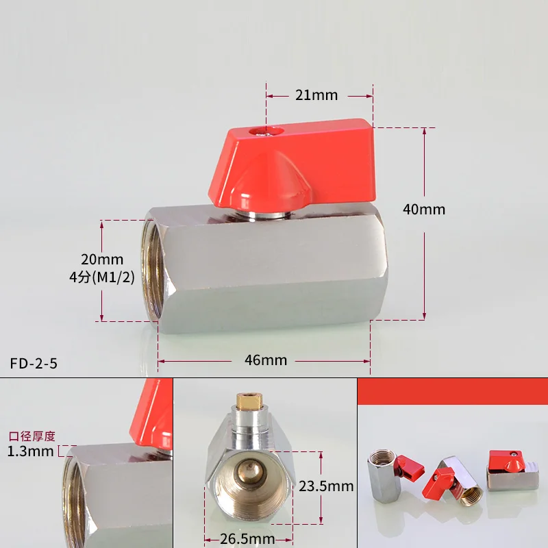 2 шт. мини латунный шаровой клапан 1/" BSP женщины до 1/2" Женский Воздушный компрессор Управление воздуха масла воды