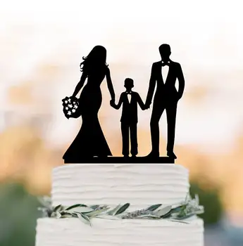 

unique Wedding Cake topper with boy, bride and groom with son wedding cake toppers, wedding cake toppers with child silhouette