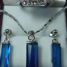 Горячая Новые Ювелирные изделия голубые Кристальные серьги кулон кольцо(#7.8.9) Наборы часы оптом кварцевый камень CZ Кристалл