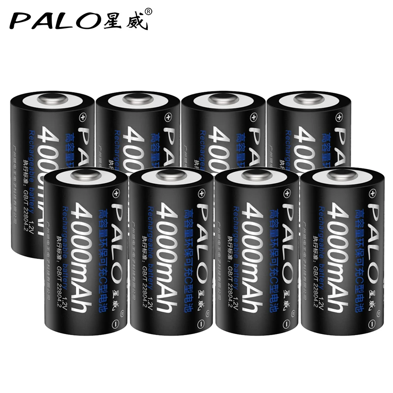 

8Pcs C Size 1.2V Ni-MH 4000mAh Environmental Safety Rechargeable Batteries For Camera Radio Flashlight Gascooker LED light