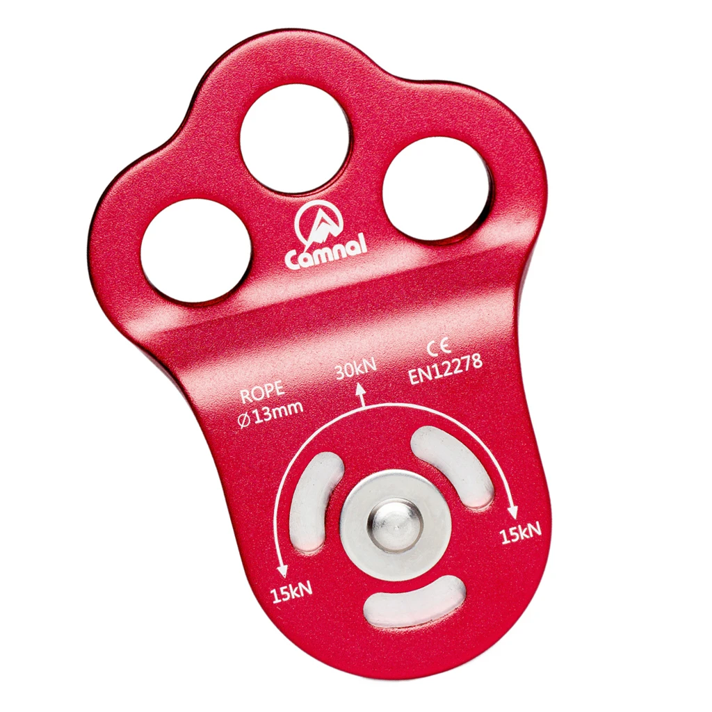 30KN Sturdy Rock Climbing Pulley Climbing Accessories for 13mm Rope Arborist Pulleys Rigging Hardware  3.7*2.7 inch Red