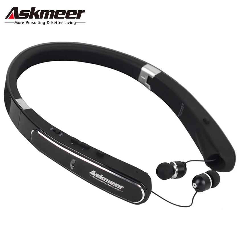 

ASKMEER Bluetooth Earphones Foldable Neckband Wireless Earbuds Sports Headset with Microphone Handsfree for iPhone Xiaomi