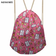 INSTANTARTS Забавные 3D мультфильм медсестры печать женщин Drawstrings школьные студенческие рюкзаки для хранения Softback подростков девочек пляжные сумки