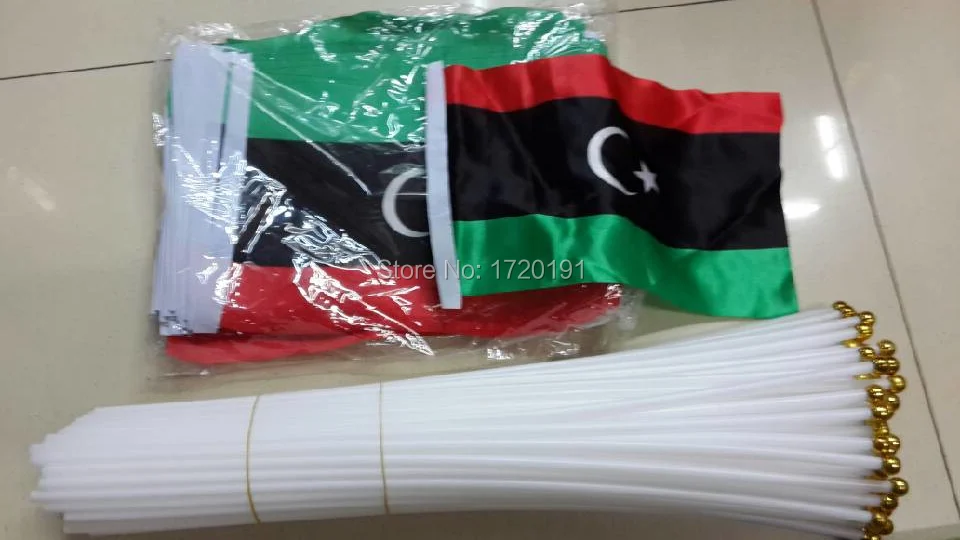 

2015 world flag free shipping with 14cm*21cm Flag of Libya hand waving the flag pole