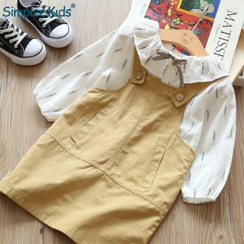 

Baby Toddler Girl 2019 Spring Clothes Long Sleeves Shirt and Casual Overall 2pcs Set Girl Clothing Outfits Korean Clothes Sets
