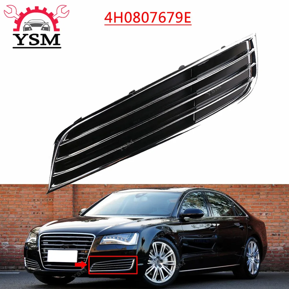 Chrome Front Left Bumper Lower Grille Grill 3 Bars For Audi A8 Quattro