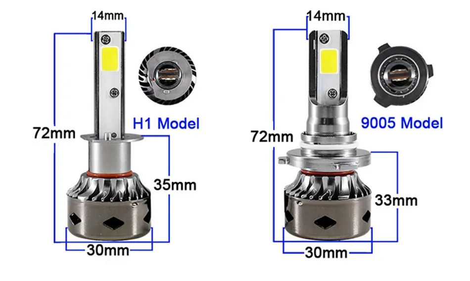 HLXG Автомобильные Компактные H7 LED с Обманкой Canbus 8000К H4 LED H11 H8 9006 HB4 Светодиодные Лампы Головного Света 4300К H1 9005 HB3 в Машину 12В 72Вт 1000Лм 6000К Ближний Свет Дальний Противотуманные Фары ЛЕД