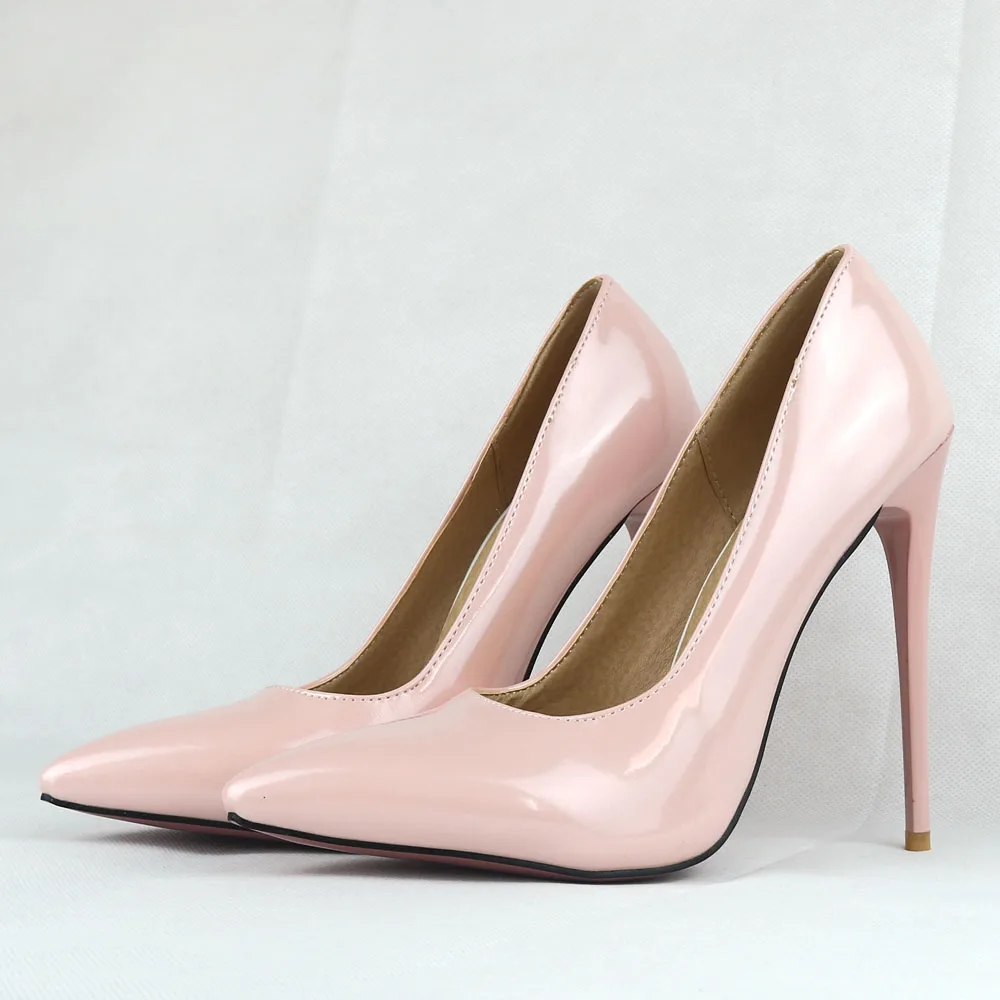 Новинка; качественные пикантные женские блестящие туфли-лодочки; цвет розовый, красный; черные модельные туфли на очень высоком каблуке; женские свадебные туфли; большие размеры 10, 47, 12; EM16 - Цвет: Apricot