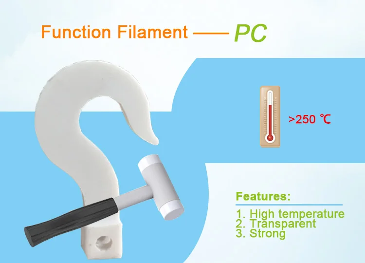 petg transparent Pc Polycarbonate Printing Filament Function Material monolithic Coil Transparent Strong Tough Anti Fire 1.75Mm Extrusion Model 3D Printing Materials