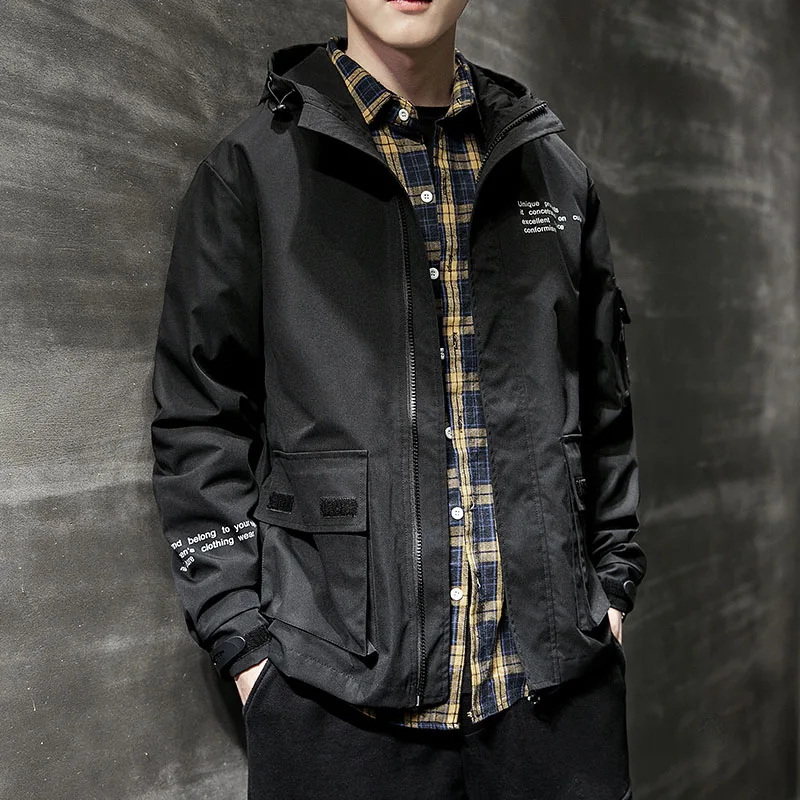 Модная мужская куртка пилота, повседневная однотонная мужская куртка-бомбер для мальчиков в стиле хип-хоп, облегающее Мужское пальто, мужские куртки размера плюс 3XL - Цвет: Black J100