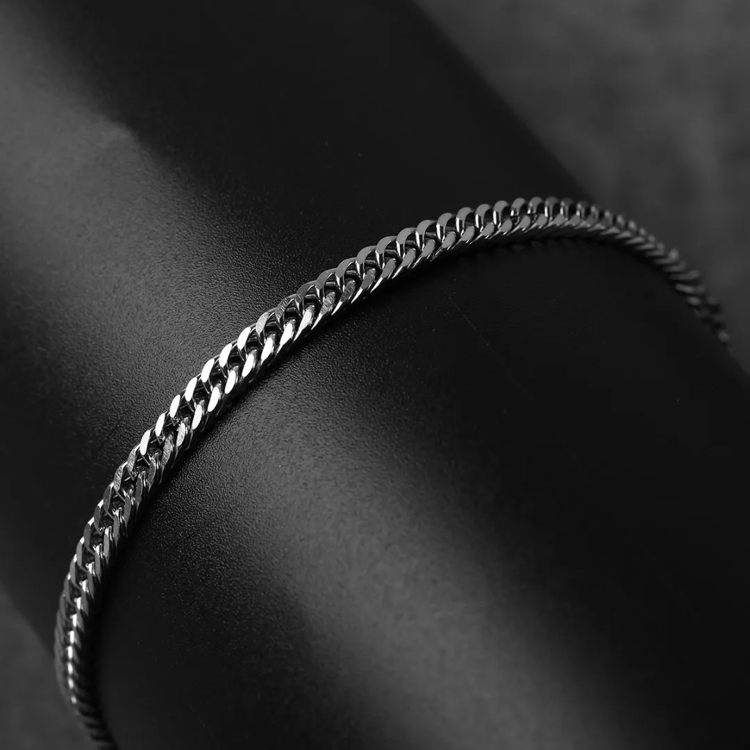 Classic Vintage Stainless Steel Bracelet Hip Hop Stylish Silver Color 6 Size Hand Chain Punk Rock Jewelry Accessories For Men