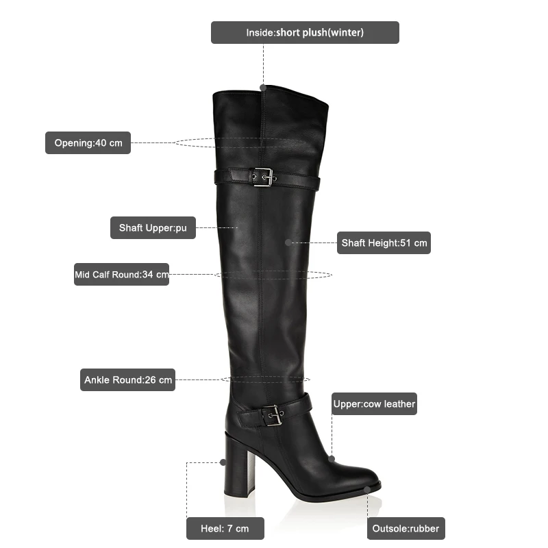 ISNOM/женские зимние сапоги выше колена; коллекция года; модная женская обувь на высоком каблуке с коротким плюшем; обувь из натуральной кожи с круглым носком и пряжкой