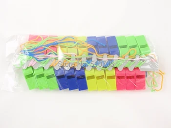

Free Shipping+Wholesale Promotion colorful plastic whistle with lanyard 5 colors,1000pcs/lot