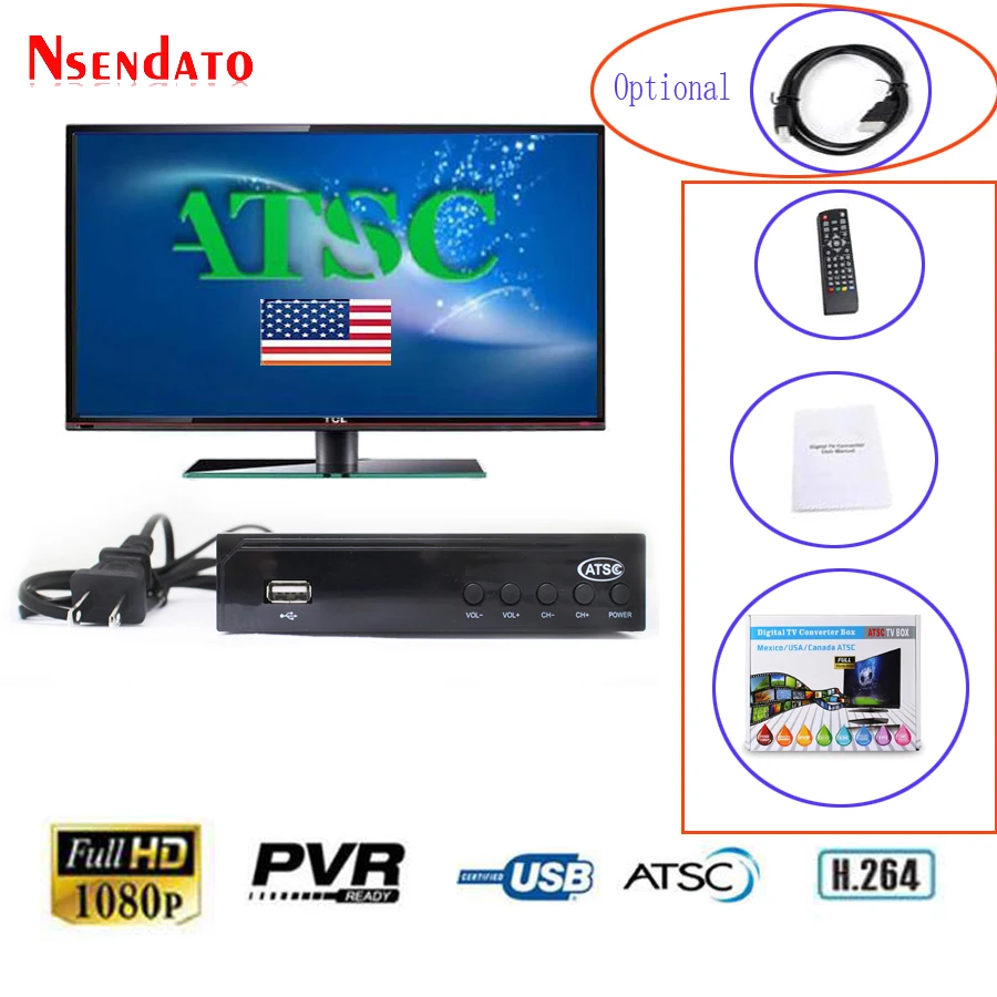 Спутниковый ТВ приемник ATSC 1080P HDMI MPEG4 цифровой Youtube спутниковый декодер конвертер