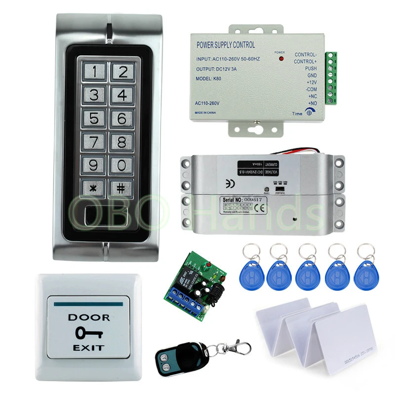 DC12v electric lock High quality keypad+power supply+exit button+bolt