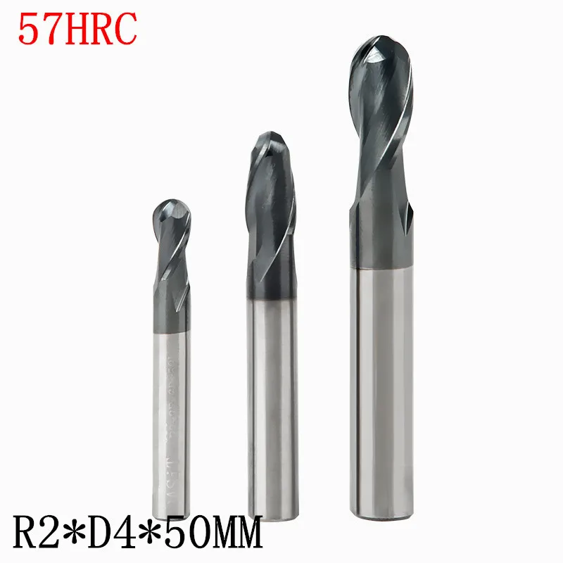 5 шт./компл. R2x50MM 4 мм HRC45 фреза для 2 флейты Вольфрам карбида со сферическим концом ЧПУ маршрутизатор бит
