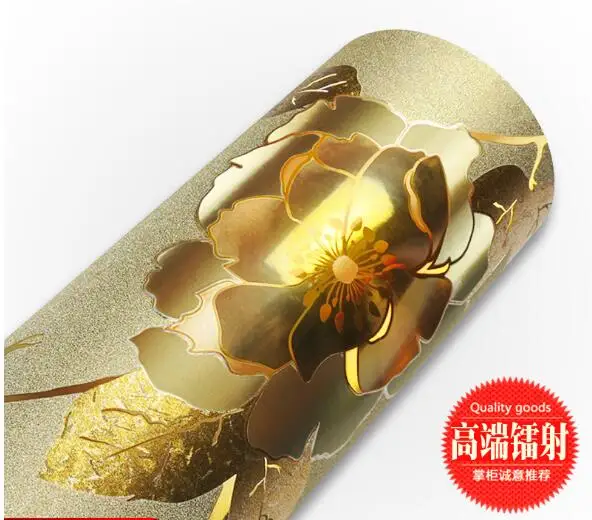 Gold Foil Self Adhesive Wallpaper Vinyl Wall paper Kitchen Paper Roll