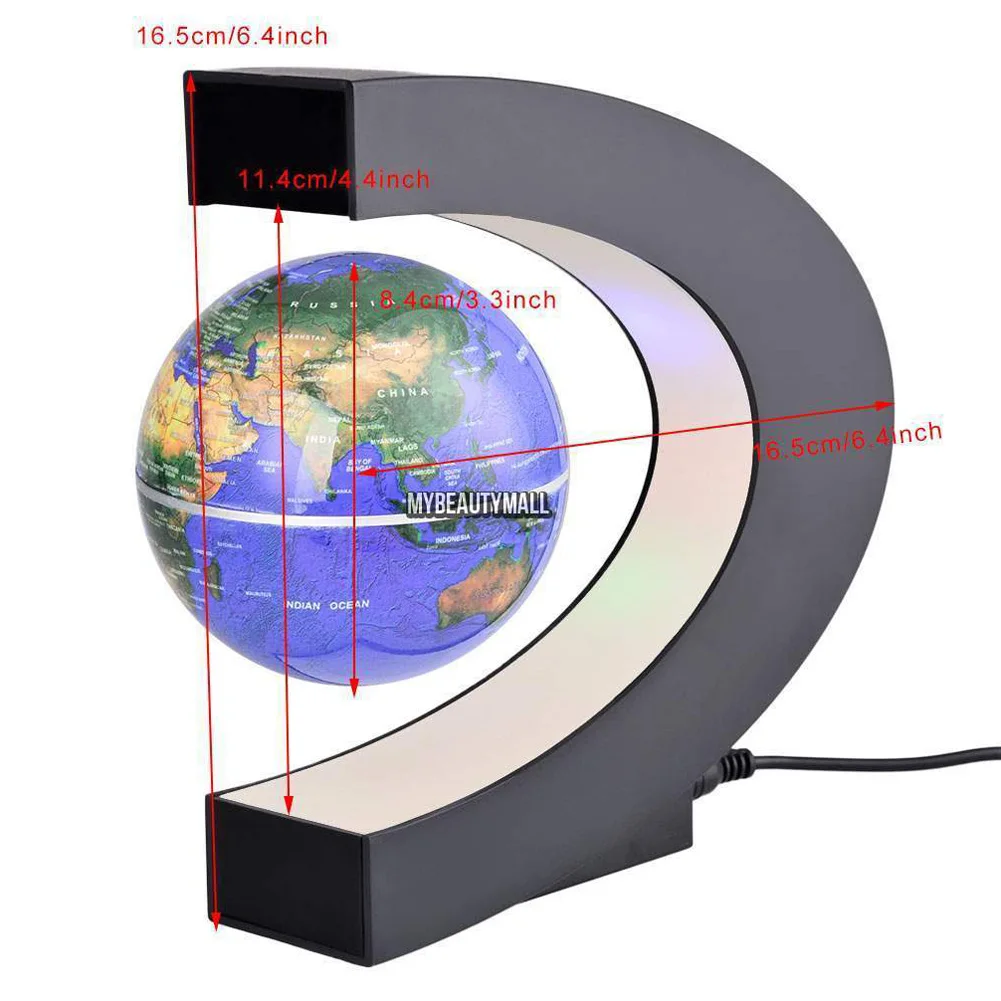 Украшение дома моды светодиодные плавающие теллурий Глобусы Форма магнитной левитации мир свет Географические карты теллурий