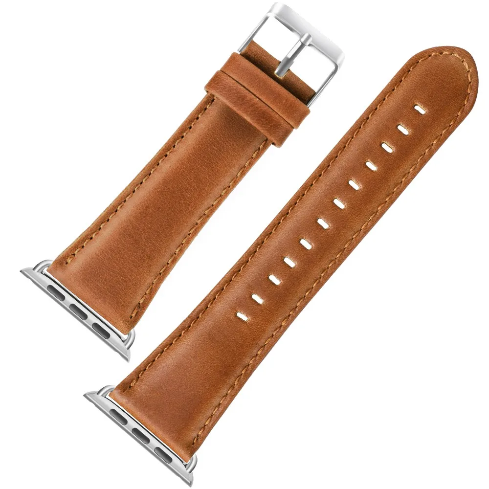 LEONIDAS новый браслет из натуральной кожи для Apple Watch 3 2 1 42 мм 38 первый слой кожаный