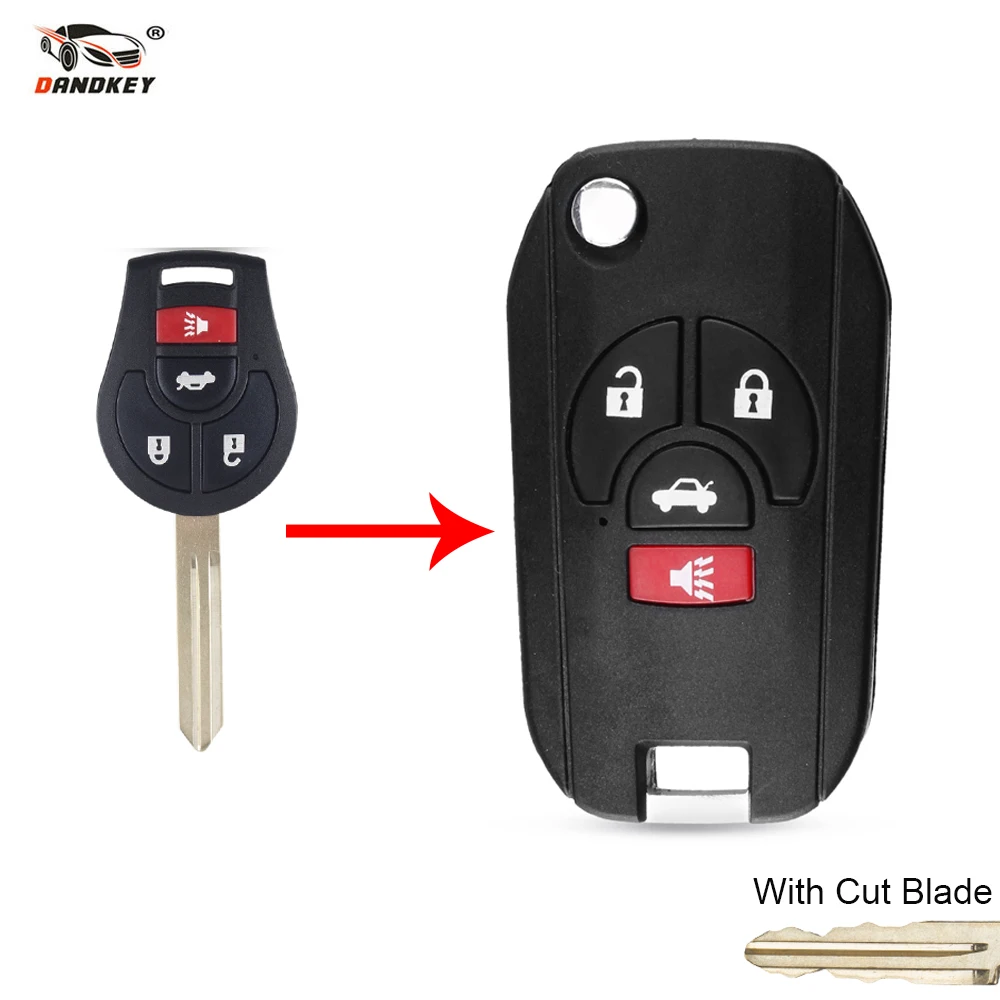 Dandkey Remote Flip Folding Car Key Shell Case Fit For Nissan Altima Maxima Sentra Versa | Автомобили и мотоциклы