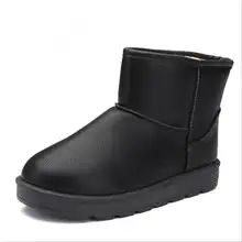 2016 women winter boots Warm Comfortable women Snow boots chaussure femme pu leather womens boots winter flat shoes