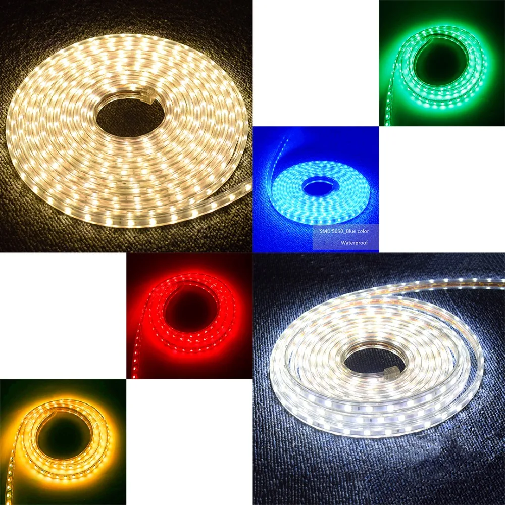СВЕТОДИОДНАЯ лента SMD 5050 220 В с регулируемой яркостью водонепроницаемая