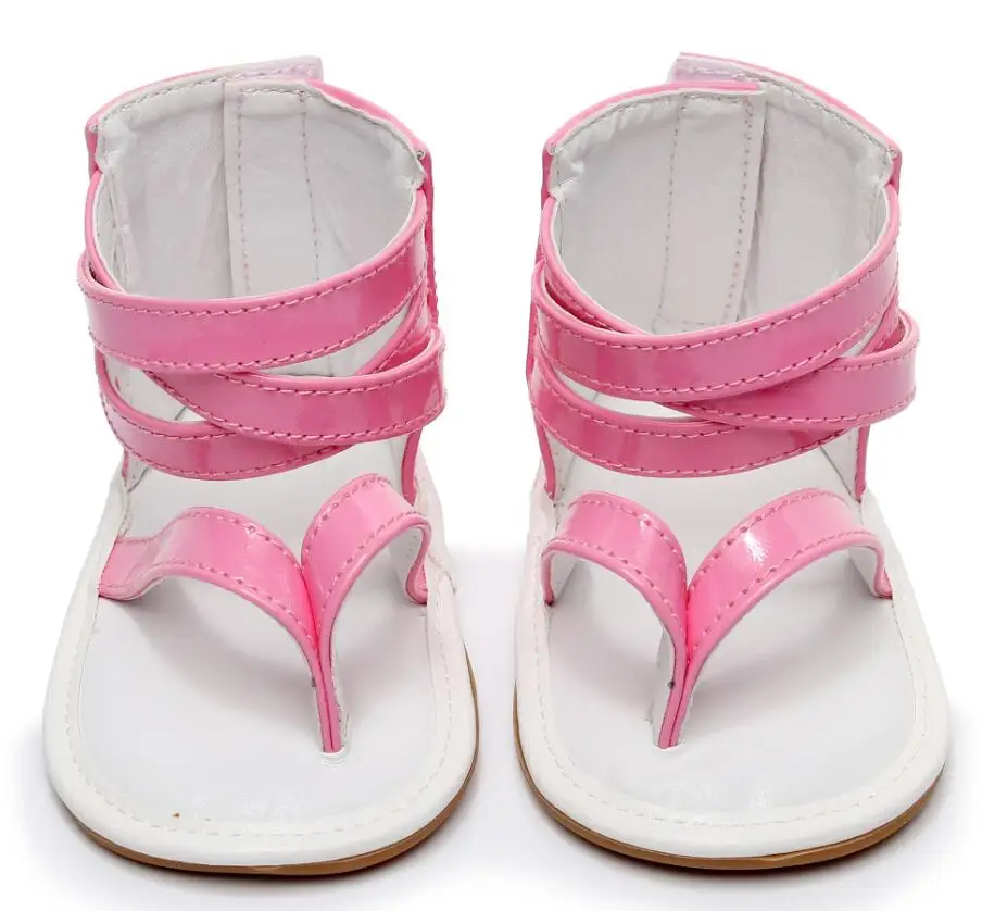 Модные детские сандалии летние Мокасины для малышей Нескользящая жесткая подошва шлепанцы детская обувь 0-24 м - Цвет: pink