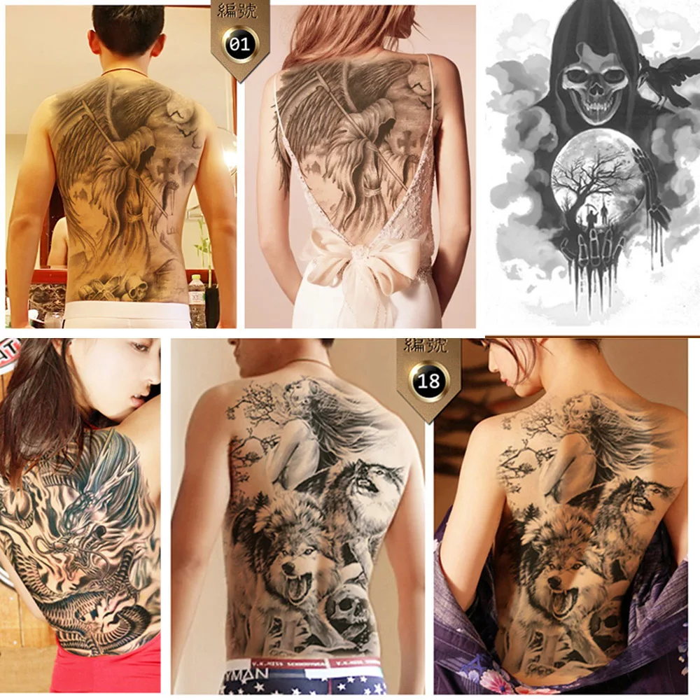 

48CM*35CM waterproof Temporary Tattoo sticker tattoo body art Azrael & Werewolf & Dragon & Devil designs