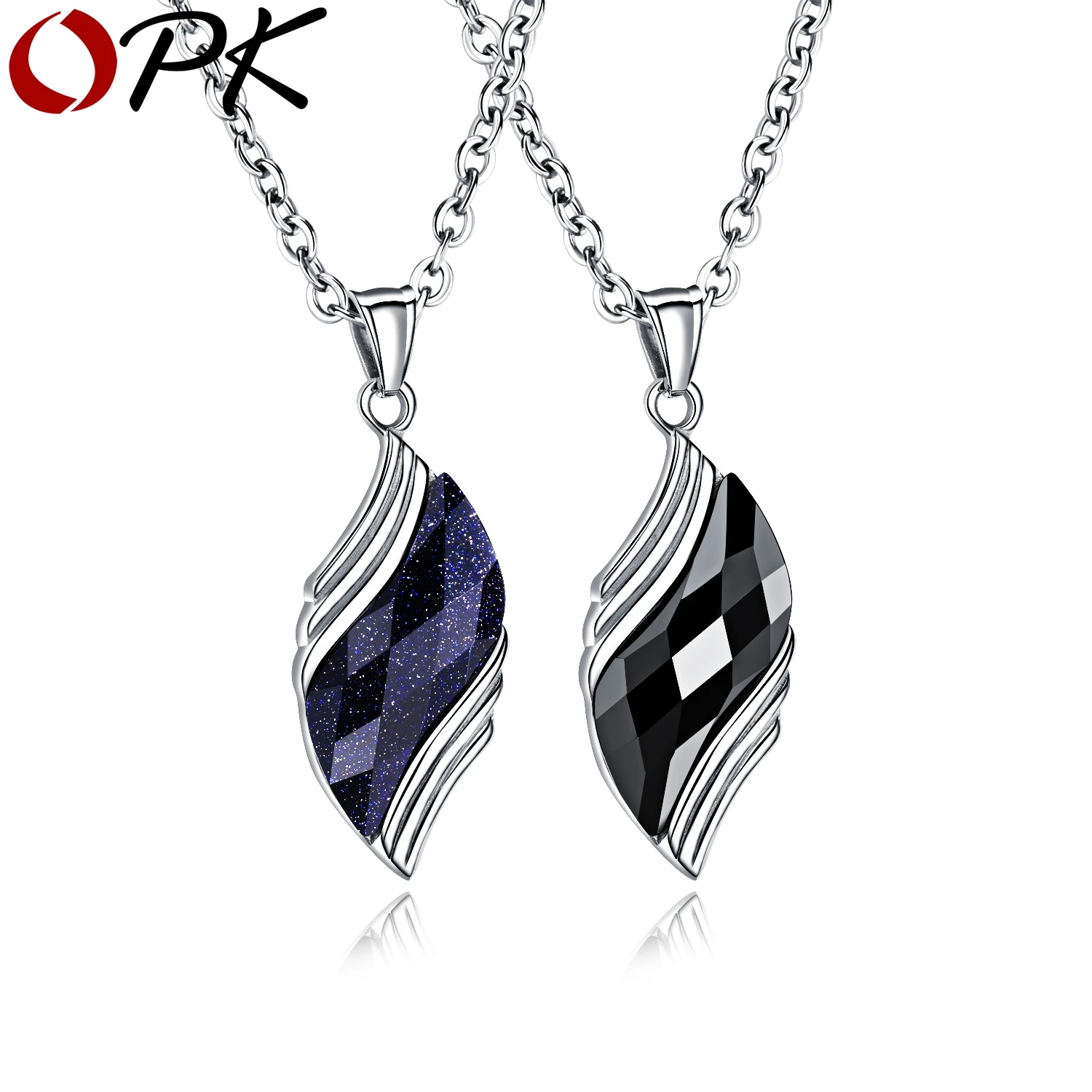 

OPK OPK AAA+ Cubic Zirconia Men Necklace For Male Blue Rhinestone Stainless Steel Men Jewelry Necklaces Charm Link Chain GX001