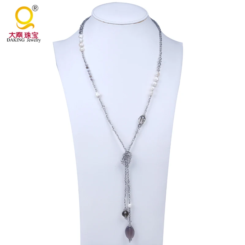 

New fashion full crystal pearl necklace rhinestone crystal semi-precious pendant necklace mix design for women girl nice gift