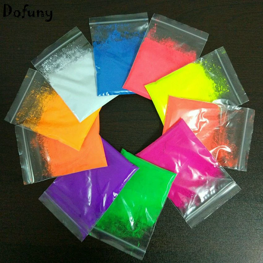 

500g=10colors,50grams per color Mix 10 NEON Colors Fluorescent Powder for Nail,nail polish pigment,glow under ultraviolet light