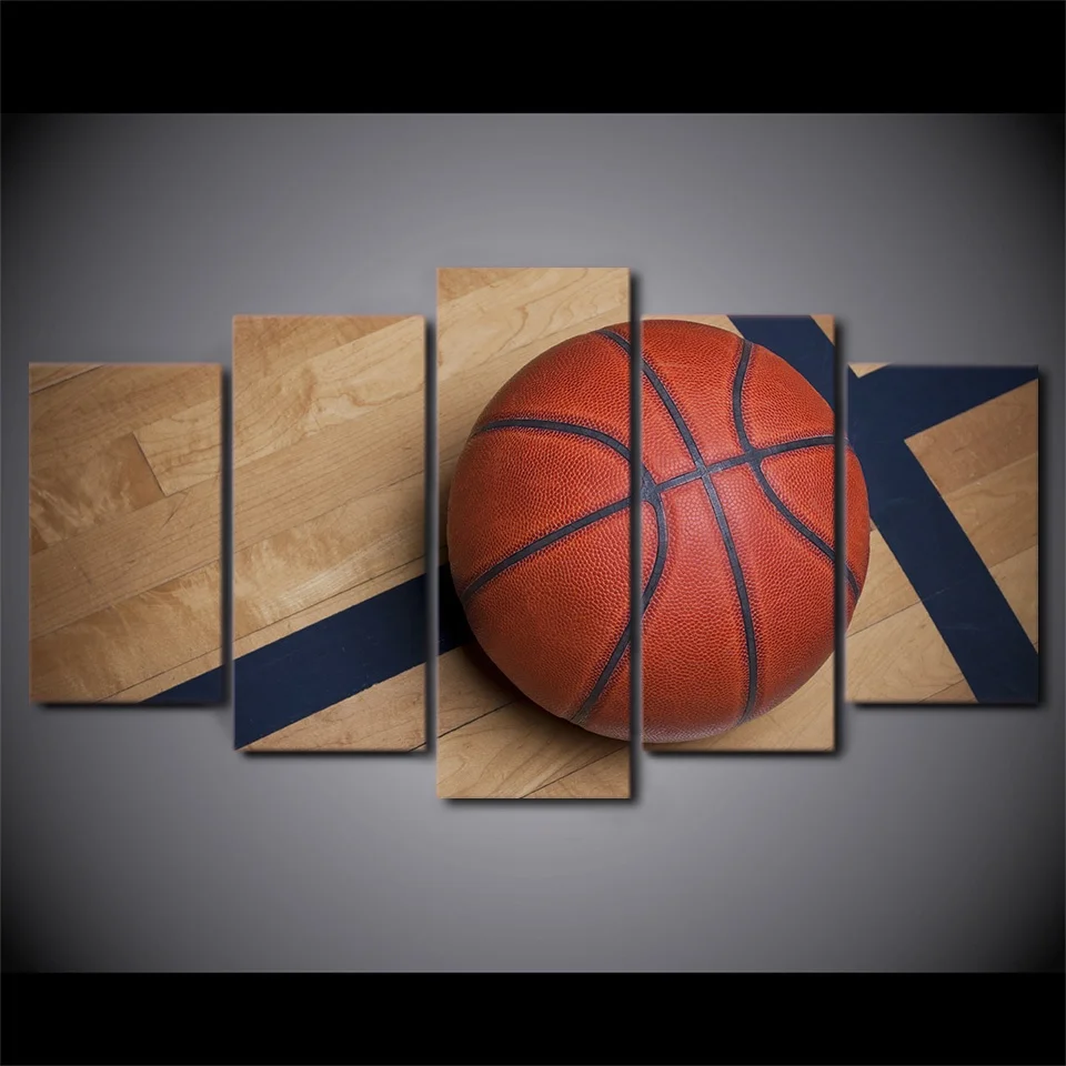 Prints Posters Home Decorative Canvas 5 Panel Basketball Course Painting Wall Artwork Modern Girl Bedroom Modular Pictures Frame | Дом и сад