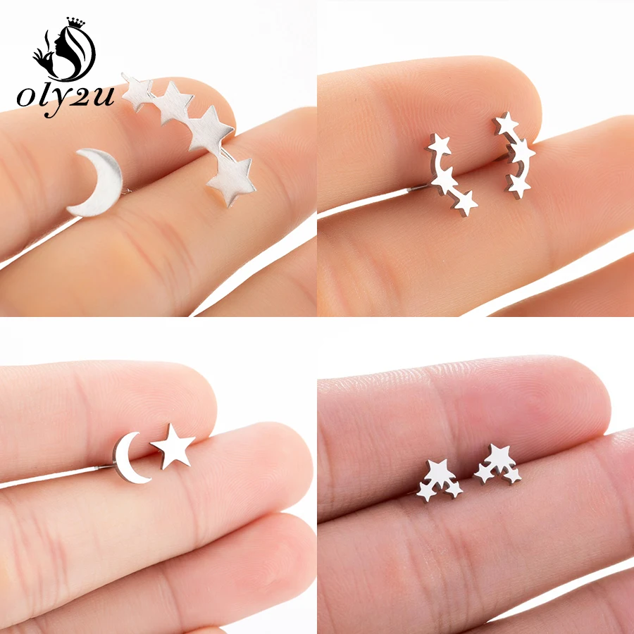 Oly2u милые с изображением ясного звездного серьги-клаймберы, серьги со шпилькой, для Для женщин brincos, можно носить с серьги Модные украшения Bijoux(украшения своими руками) boucle d'oreille femme