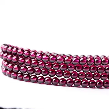 

Genuine Natural Purple Red Garnet Crystal Round Beads Women Bracelet AAA 3.7mm