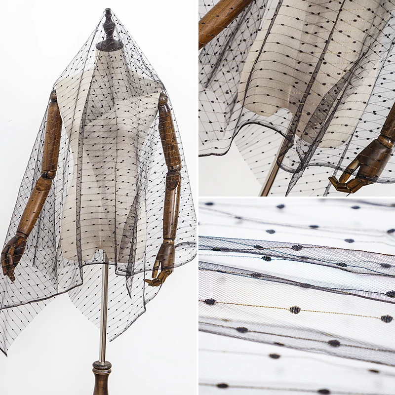 Высокое качество полоса люрексом ажурная ткань для платья Тюль Кружева, блестки ажурная ткань для Модельер T7861